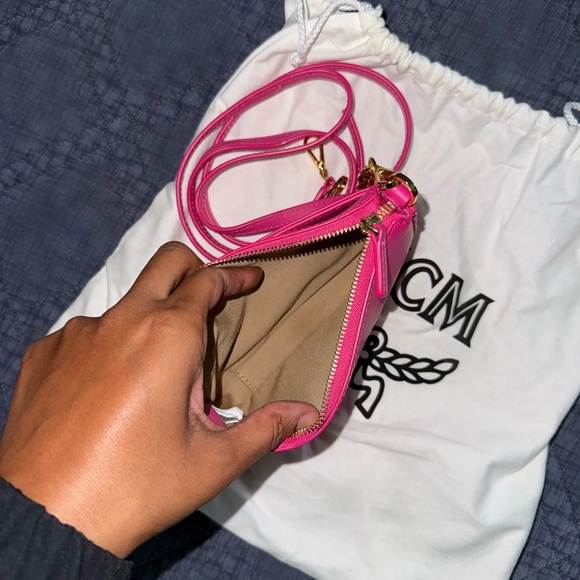 MCM Pink and Gold Chain Clutch - Picture 2 of 3